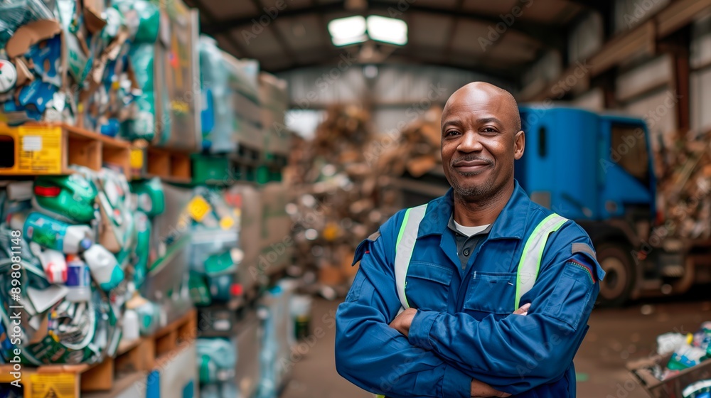 Close-up of African American technician inspecting recyclables, emphasizing quality control in recycling and promoting sustainability. Close-up of African American technician inspecting recyclables, emphasizing quality control in recycling and promoting sustainability.