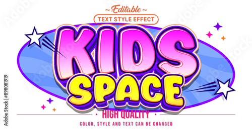Editable text style effect - Kids Space text style theme.