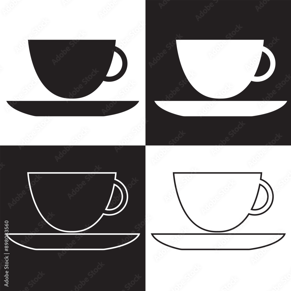 Coffee cup icon vector set. Tea cup illustration sign collection. Mocha symbol or logo. isolated on white and black background. Vector illustration. EPS 10 Coffee cup icon vector set. Tea cup illustration sign collection. Mocha symbol or logo. isolated on white and black background. Vector illustration. EPS 10