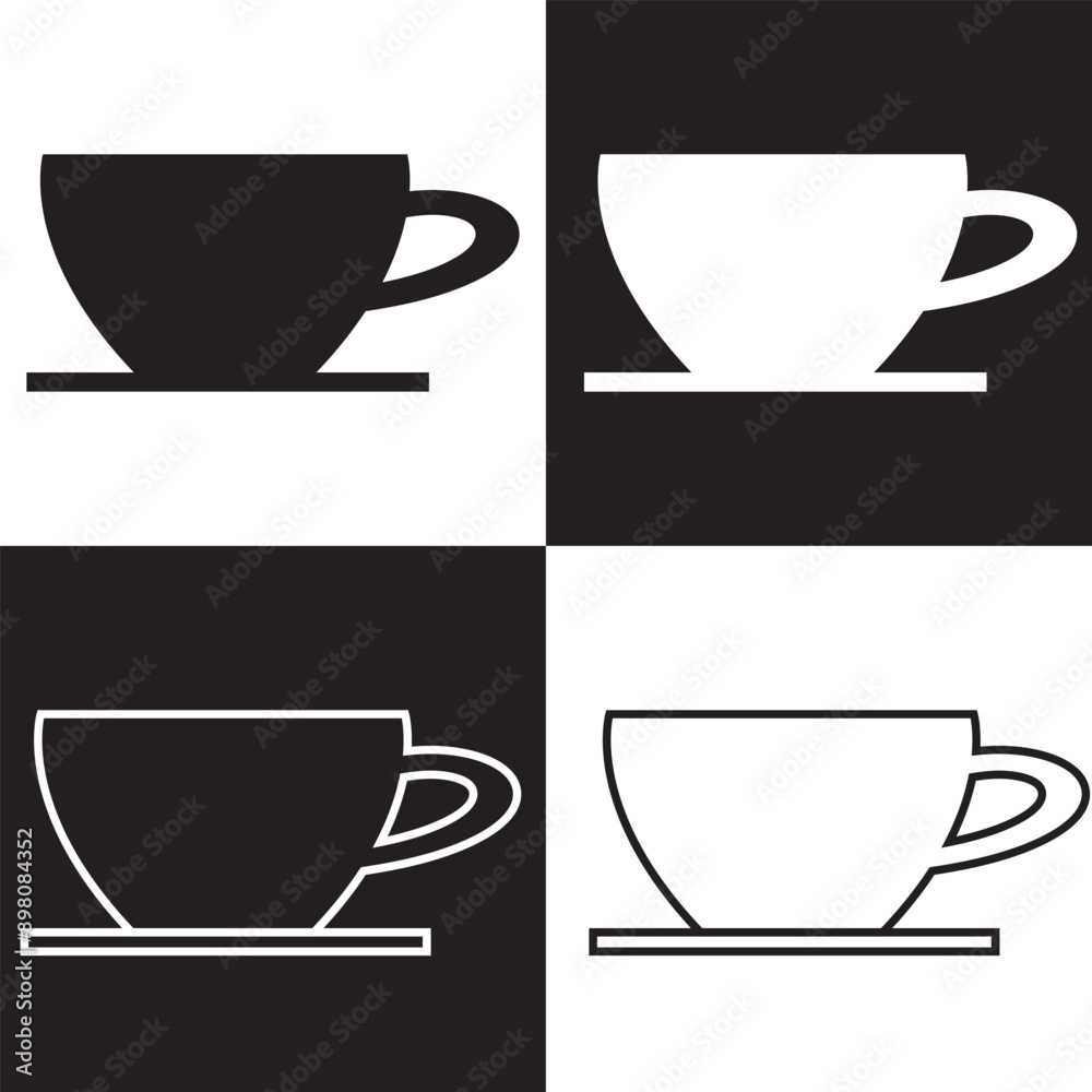 Coffee cup icon vector set. Tea cup illustration sign collection. Mocha symbol or logo. isolated on white and black background. Vector illustration. EPS 10 Coffee cup icon vector set. Tea cup illustration sign collection. Mocha symbol or logo. isolated on white and black background. Vector illustration. EPS 10