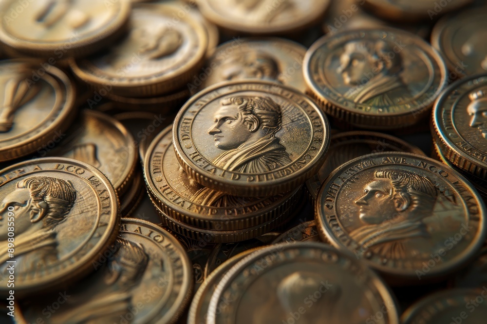 3D Rendering symbols us dollar coins concept of money currencies. 3D Render. 3d illustration - generative ai 3D Rendering symbols us dollar coins concept of money currencies. 3D Render. 3d illustration - generative ai