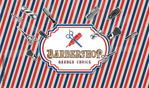 Abstract line background with barbershop tools seamless pattern for barbershop , vector illustration design.