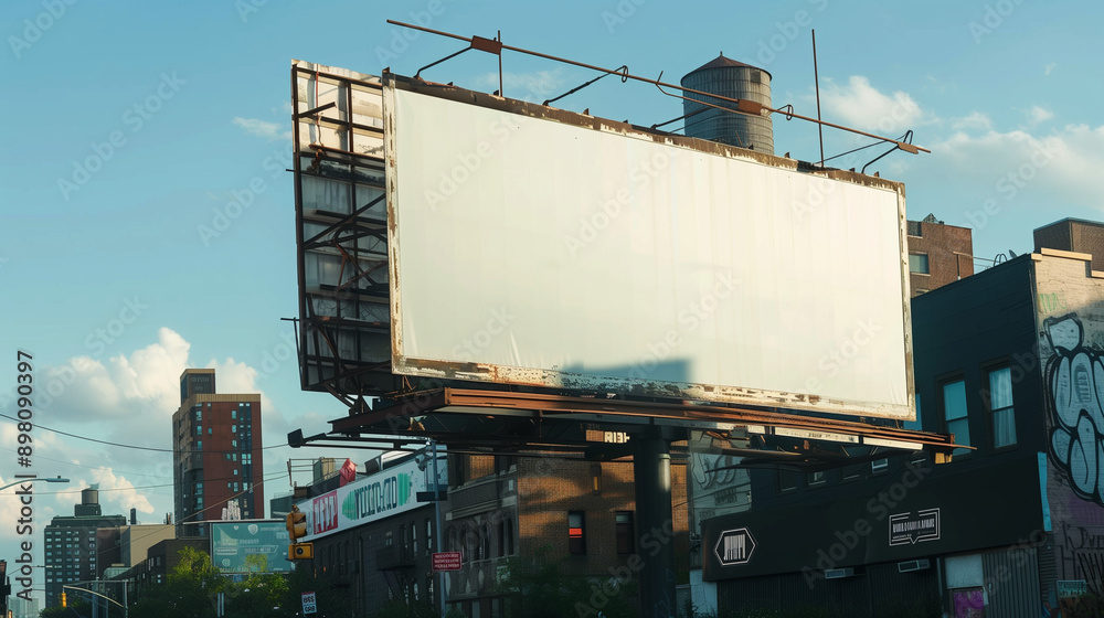 Blank billboard at sunset