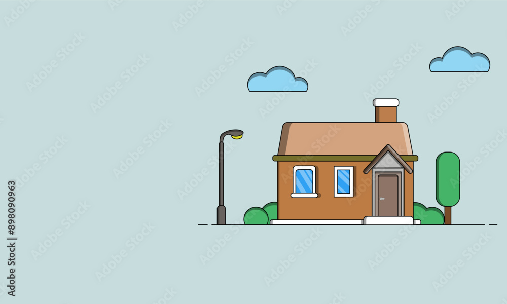Fototapeta premium Vector Illustration Geometric 1 Story House Icon