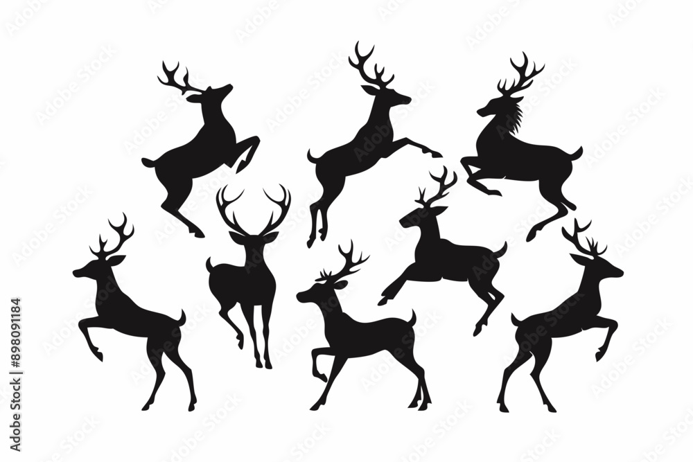 Deer silhouette vector set, Collection of reindeer silhouette isolated on white background. vector illustration
Deer silhouette vector set, Collection of reindeer silhouette isolated on white background. vector illustration