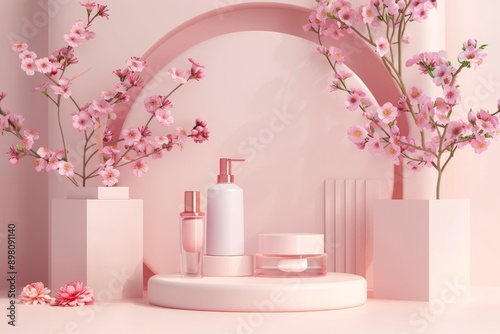 Empty mockup product display 3d background podium for beauty or cosmetic products - generative ai