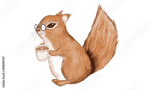 コーヒーブレイク中のリス