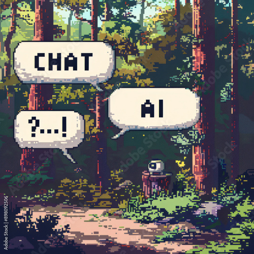 Chat AI in Forest Pixel Art 