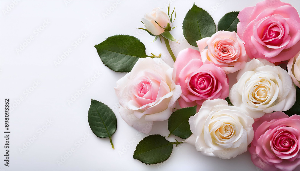 Fototapeta premium bouquet of pink and white roses