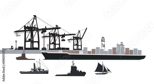 Hafen mit Schiffen..eps