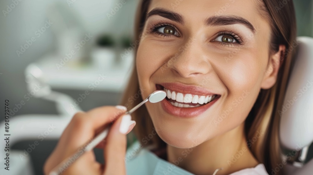 Woman Undergoes Dental Hygiene Treatment at Dentist's Office Woman Undergoes Dental Hygiene Treatment at Dentist's Office