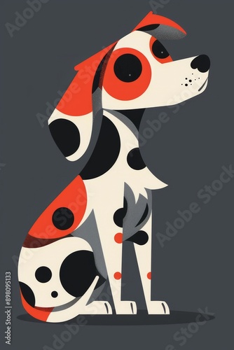 Pop art portrait of a colourful pet. A cute dog art poster. A lovely dog painting on a billboard.