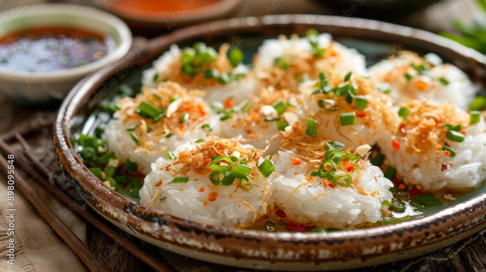 The traditional Vietnamese dish is Banyo bot lok. The traditional Vietnamese dish is Banyo bot lok.