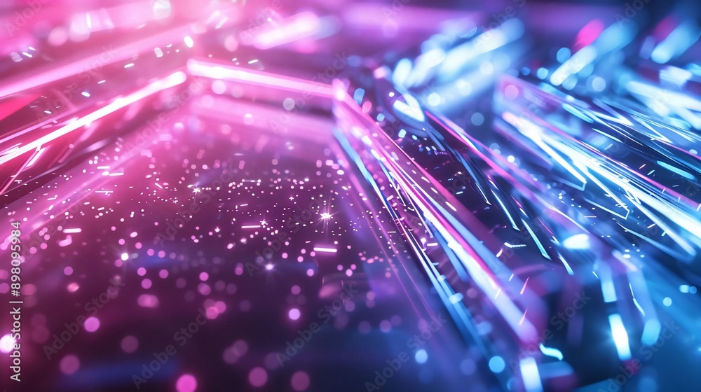 Abstract image featuring vibrant blue and pink light reflections, creating a futuristic and dynamic atmosphere. Abstract image featuring vibrant blue and pink light reflections, creating a futuristic and dynamic atmosphere.