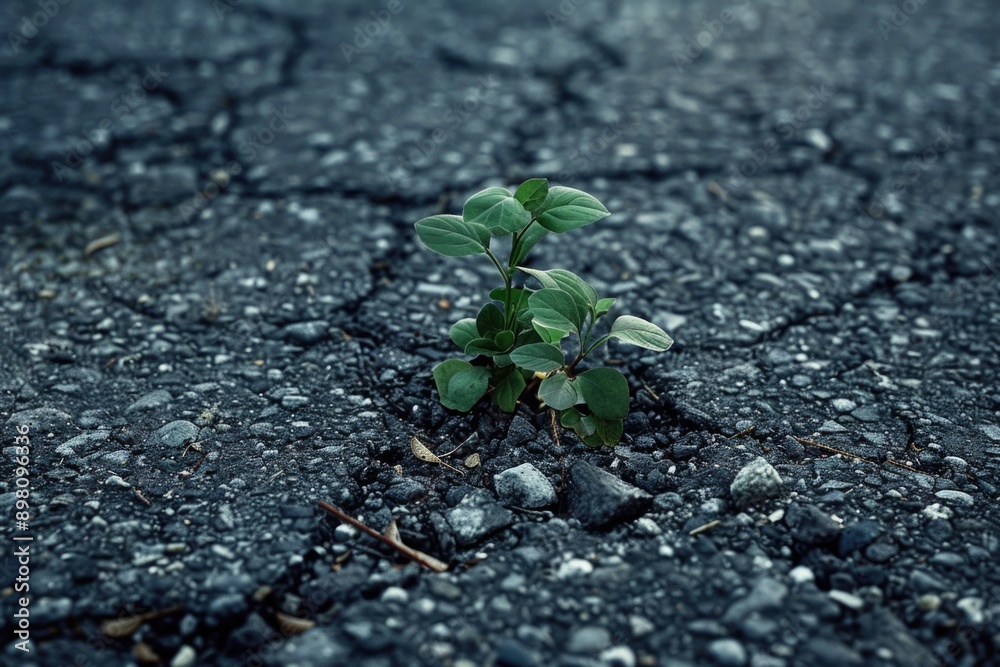 A tender sprout defying the harshness of a cracked urban environment, symbolizing resilience and hope. A tender sprout defying the harshness of a cracked urban environment, symbolizing resilience and hope.