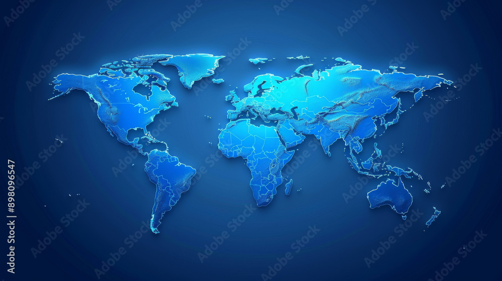 Obraz premium Blue world map background in high resolution for desktop wallpaper.