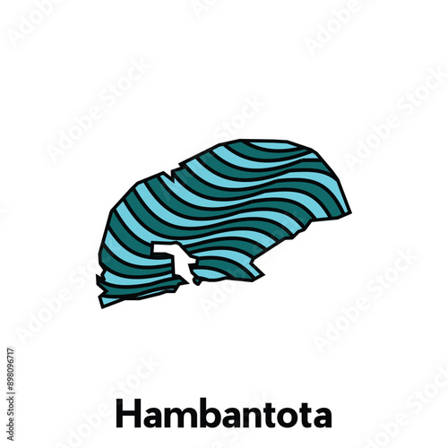 Map City of Hambantota design template with wave color style on white background, suitable for your company photo