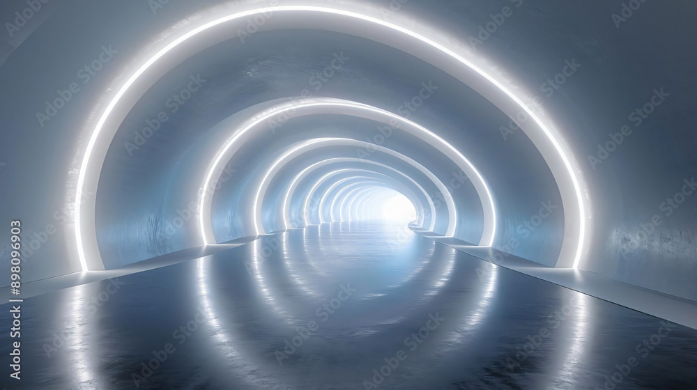 Futuristic tunnel with glowing lights, creating a surreal and mesmerizing atmosphere. Ideal for architectural and sci-fi themes. Futuristic tunnel with glowing lights, creating a surreal and mesmerizing atmosphere. Ideal for architectural and sci-fi themes.