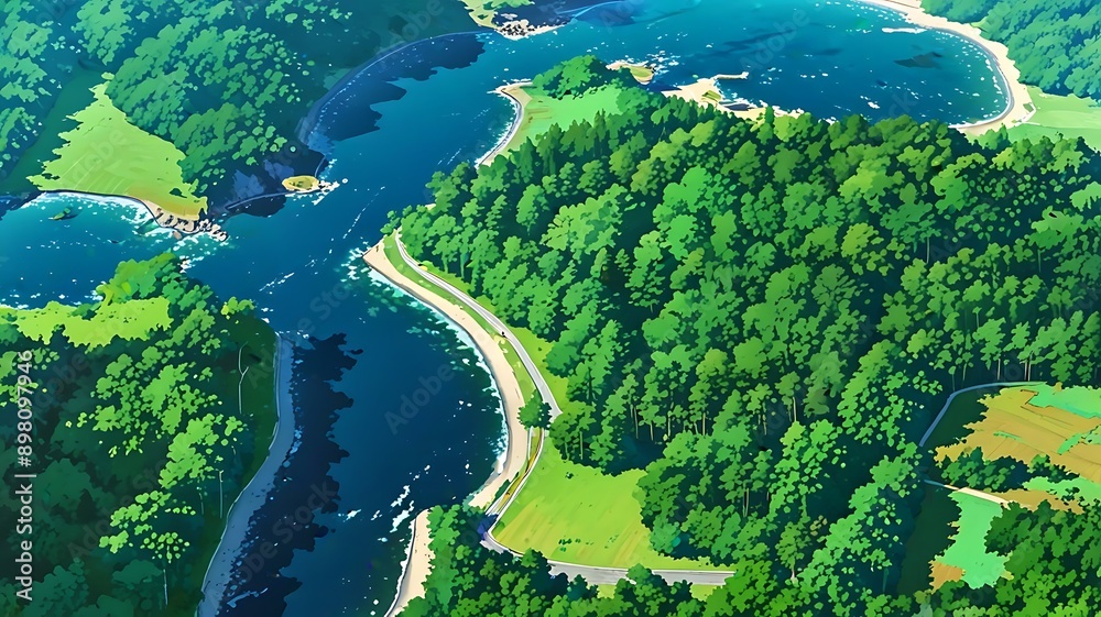 aerial view of the river aerial view of the river