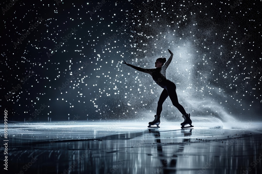 A figure skater executing a graceful spin on ice
