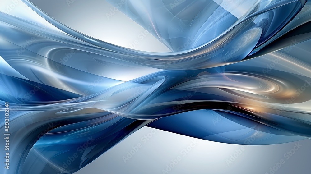 Futuristic abstract blue background with flowing wavy shapes on gradient, perfect for technology themes