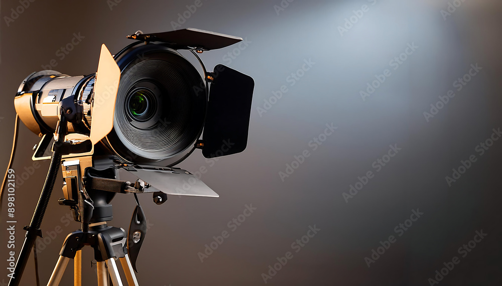 Camera equipment setup in a studio on grey background Camera equipment setup in a studio on grey background
