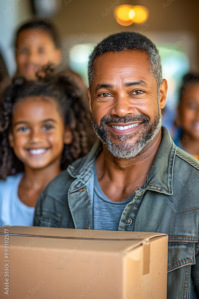 Happy Family Unpacking Boxes in New Home, Embracing Fresh Start Happy Family Unpacking Boxes in New Home, Embracing Fresh Start