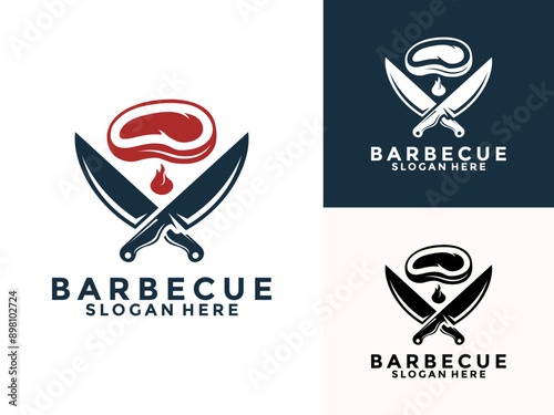 Barbecue, BBQ, Grill Logo icon vector, Barbeque Grill food and restaurant logo template