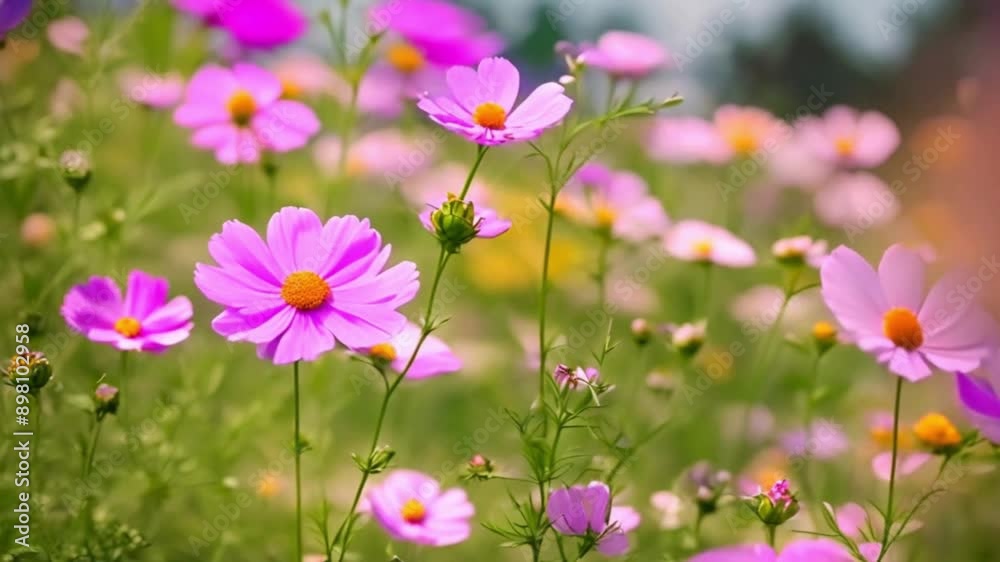 Beautiful cosmos flowers blooming in garden. Beautiful cosmos flowers blooming in garden.