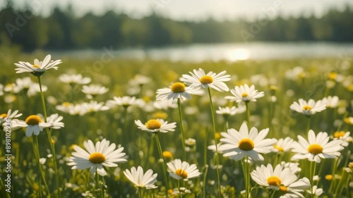 Daisy flower in meadow - beautiful daisy flowers