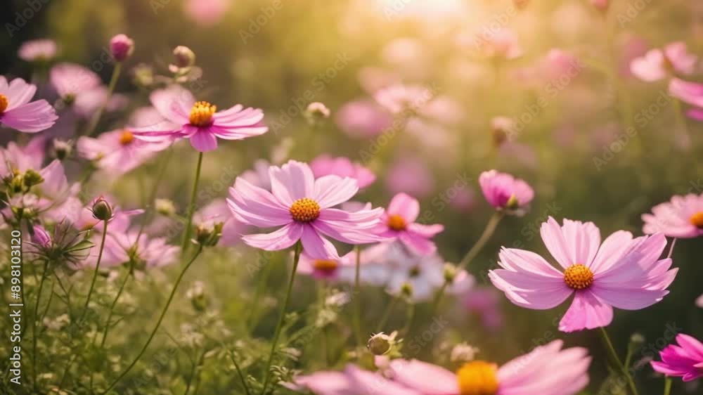 Beautiful cosmos flowers blooming in garden. Beautiful cosmos flowers blooming in garden.