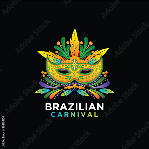 Brazilian carnival logo or icon vector for poster design element 