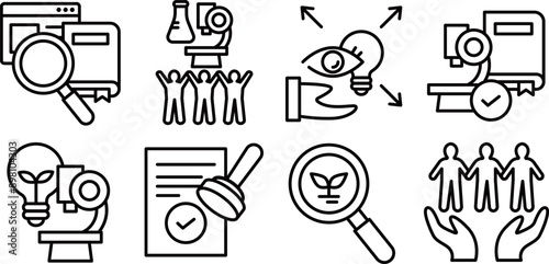 A collection of icons for evaluating potential research questions.