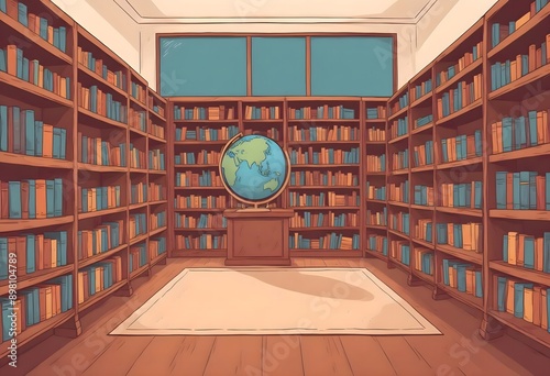 Watercolor library, world model vintage theme illustration