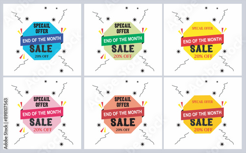 End of Month sale banner template design. Big sale event on red background. Social media, shopping online. vector, End of month sale banner template promotion design for business.