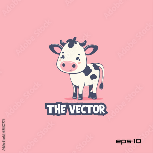 Happy cow logo, vector, mascot, character, cartoon, illustration
