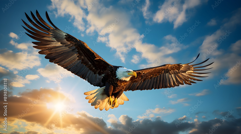 Majestic Eagle Soaring High in the Clear Blue Sky : A Display of Freedom and Dominance Majestic Eagle Soaring High in the Clear Blue Sky : A Display of Freedom and Dominance