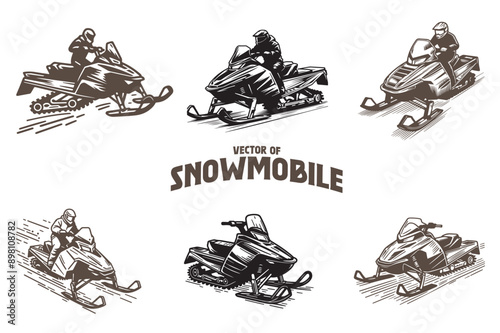 Vector silhouette of Snowmobile