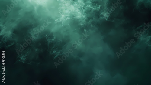 Green mist and smoke swirling in the dark, creating an ethereal and mysterious atmosphere