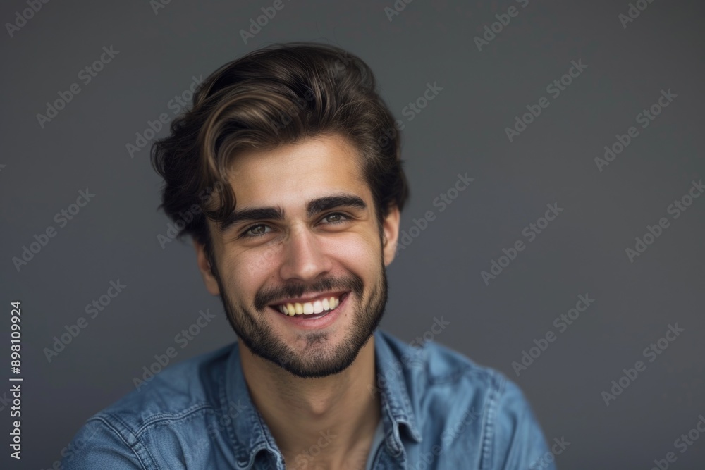 A young male with a beard and mustache, wearing casual attire. He is smiling at the camera with a relaxed posture. A young male with a beard and mustache, wearing casual attire. He is smiling at the camera with a relaxed posture.