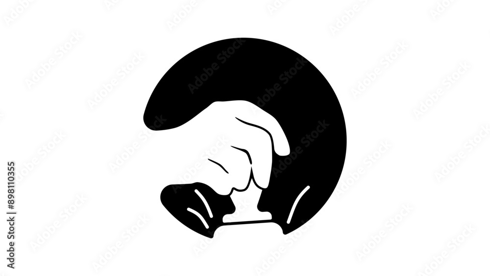 Hand Stamping, black isolated silhouette Hand Stamping, black isolated silhouette