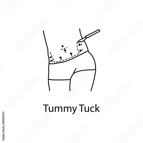  Tummy Tuck, Abdominoplasty, Stomach Surgery, Cosmetic Surgery, Body Contouring, Tummy Tuck Icon, with editable stroke.