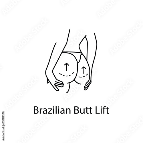 Brazilian Butt Lift, BBL Surgery, Buttock Augmentation, Cosmetic Surgery, Body Contouring, with editable stroke.