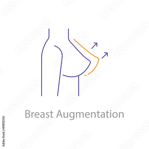 reast Augmentation, Cosmetic Surgery, Boob Job, Breast Enhancement, Breast Implants, Breast Lift, Augmentation Mammaplasty, Breast Augmentation Icon with editable stroke.