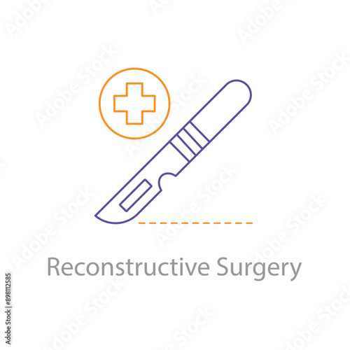 Reconstructive Surgery, Surgical Reconstruction, Medical Surgery, Cosmetic Surgery, with editable stroke.