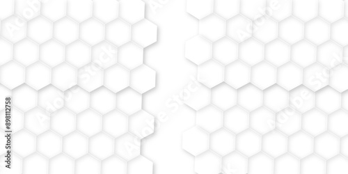 Abstract geometric background. Hexagonal technology vector abstract background. Hexagon in technology futuristic modern background vector illustration. White honeycomb texture grid.