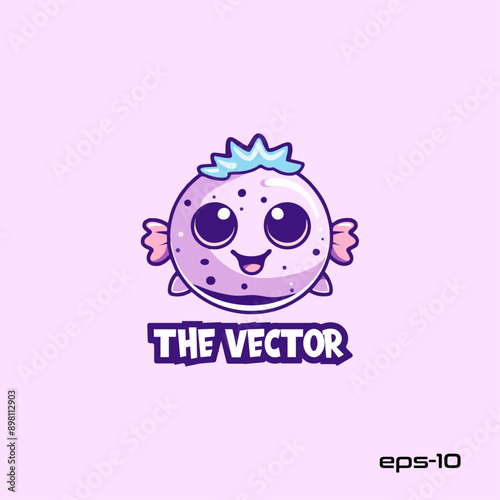 Cute blowfish logo, vector, mascot, character, cartoon, illustration