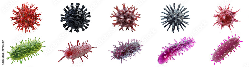 Collection of microbes pathogen cell with different types of bacteria ...