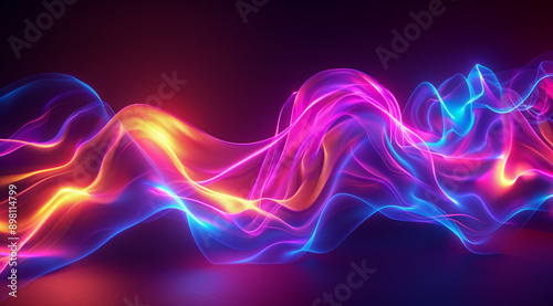 Colorful Energy Waves in Motion, Abstract Futuristic Background with Vibrant Neon Colors, Dynamic Technology Concept