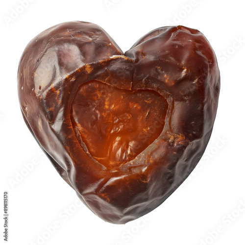 Date abstract heart shaped fruit. Sliced fruit clipart isolated on transparent background